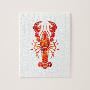 Red polygonal lobster jigsaw puzzle