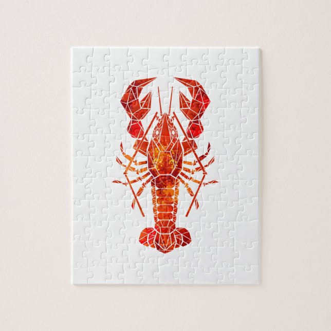 Red polygonal lobster jigsaw puzzle (Vertical)