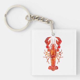 Red polygonal lobster key ring