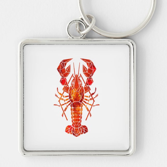 Red polygonal lobster key ring (Front)