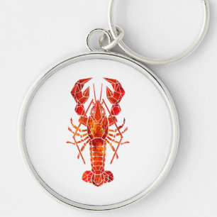 Red polygonal lobster key ring