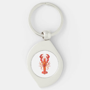 Red polygonal lobster key ring