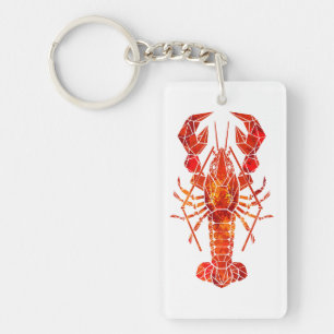 Red polygonal lobster key ring