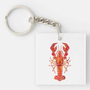Red polygonal lobster key ring