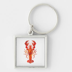 Red polygonal lobster key ring