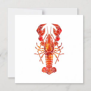 Red polygonal lobster magnetic invitation