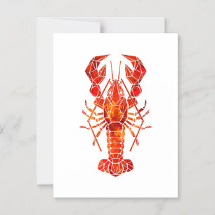 Red polygonal lobster magnetic invitation