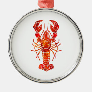 Red polygonal lobster metal tree decoration