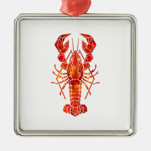 Red polygonal lobster metal tree decoration