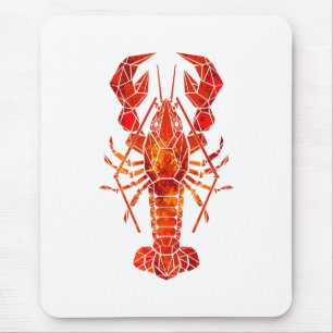 Red polygonal lobster mouse mat