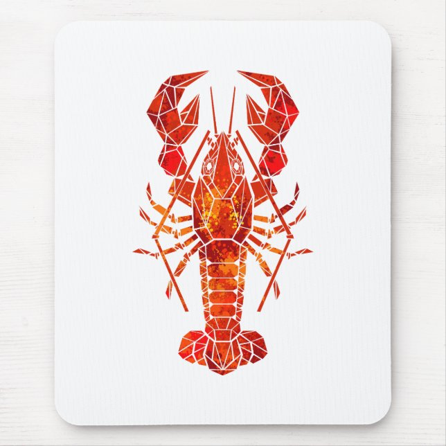 Red polygonal lobster mouse mat (Front)