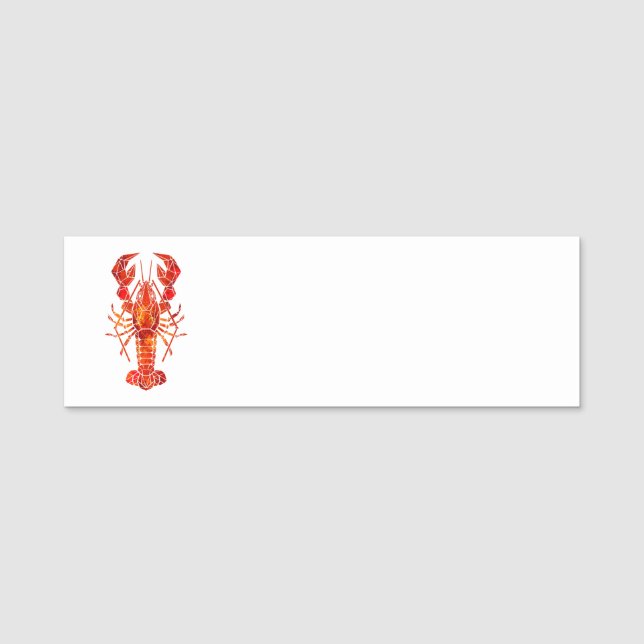 Red polygonal lobster name tag (Front)