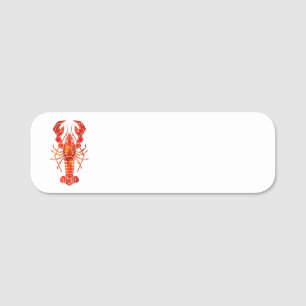 Red polygonal lobster name tag