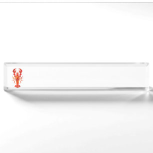 Red polygonal lobster nameplate