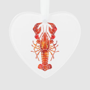Red polygonal lobster ornament
