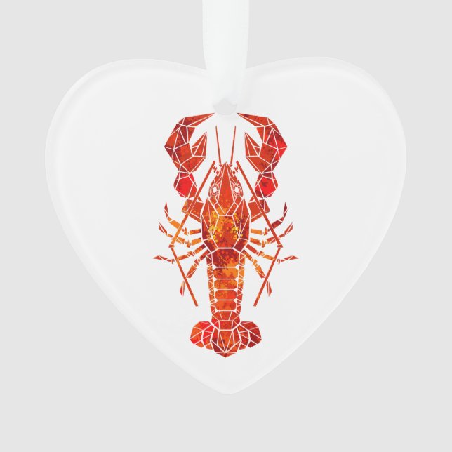 Red polygonal lobster ornament (Front)