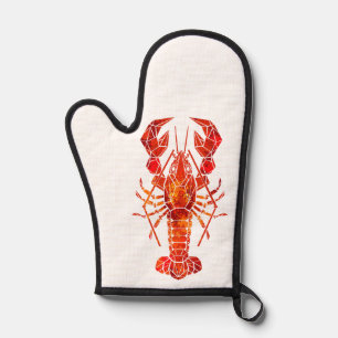 Red polygonal lobster oven mitt