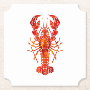 Red polygonal lobster paper coaster