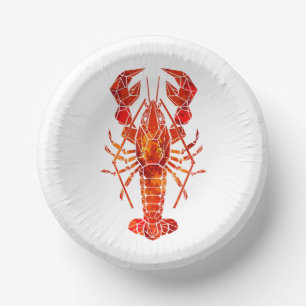 Red polygonal lobster paper plate