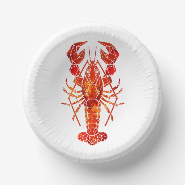 Red polygonal lobster paper plate (Front)
