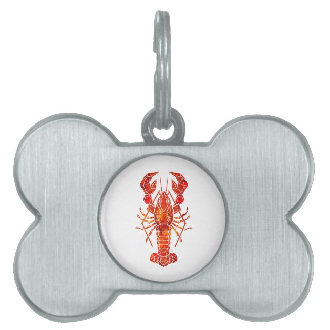 Red polygonal lobster pet ID tag (Front)