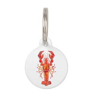 Red polygonal lobster pet tag