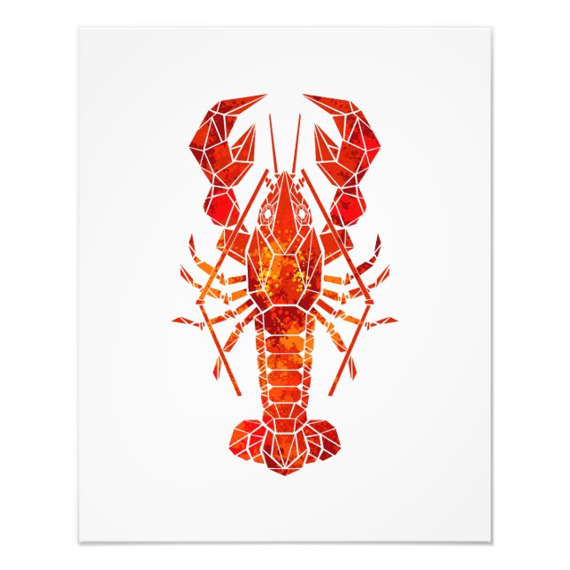 Red polygonal lobster photo print (Front)