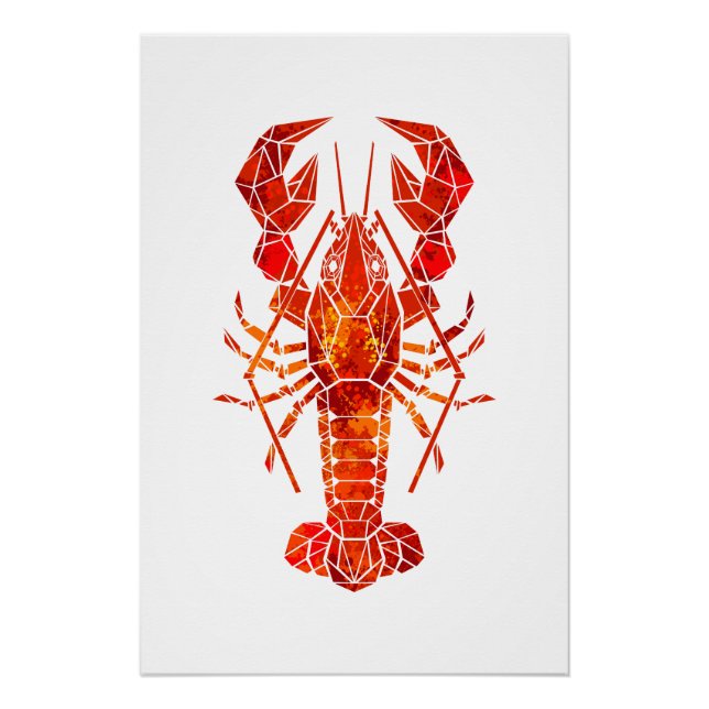 Red polygonal lobster poster (Front)