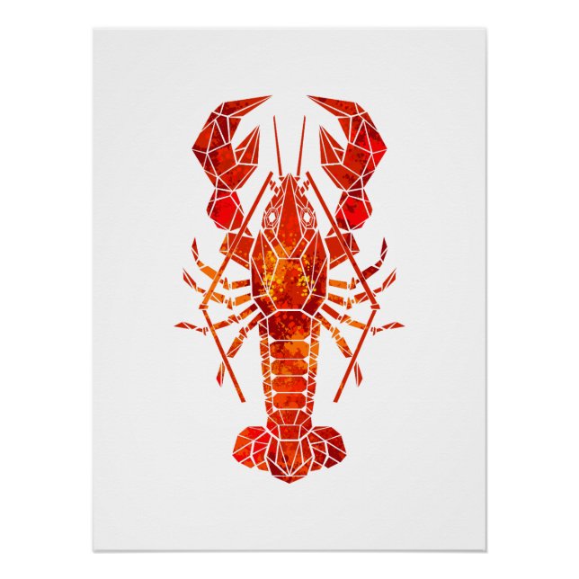 Red polygonal lobster poster (Front)