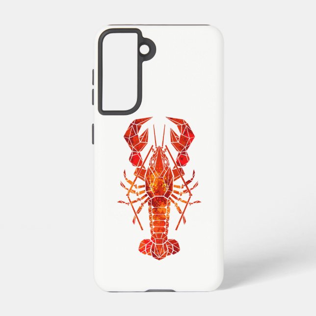 Red polygonal lobster samsung galaxy s21 case (Back)