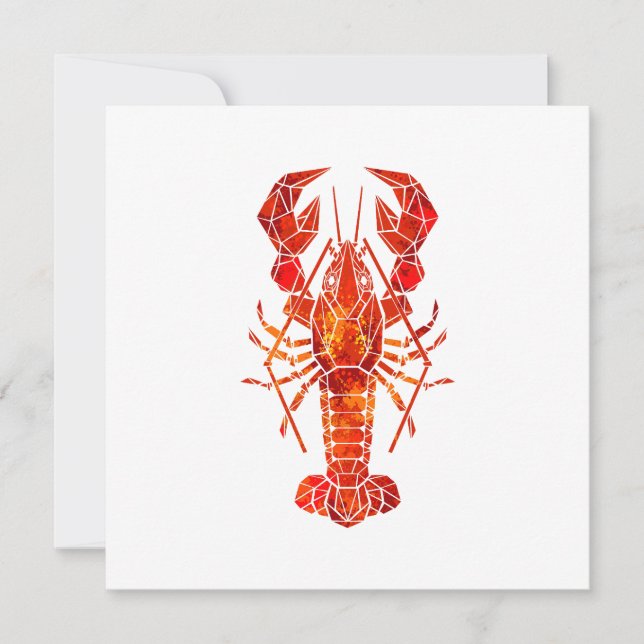 Red polygonal lobster save the date (Front)