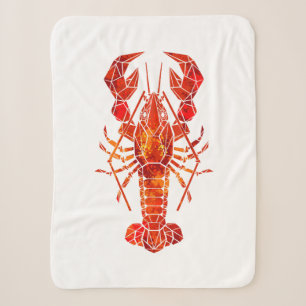 Red polygonal lobster sherpa blanket