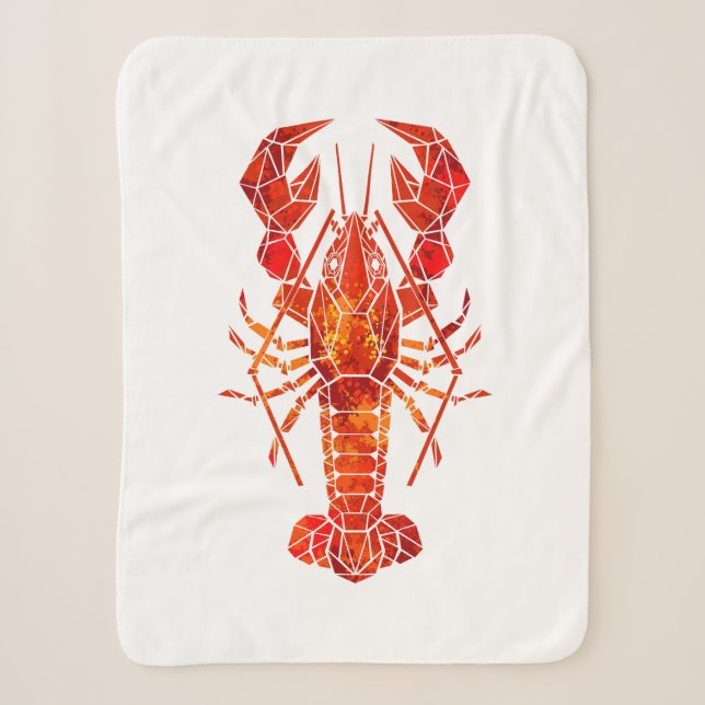 Red polygonal lobster sherpa blanket (Front)