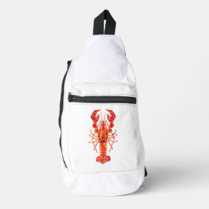 Red polygonal lobster sling bag