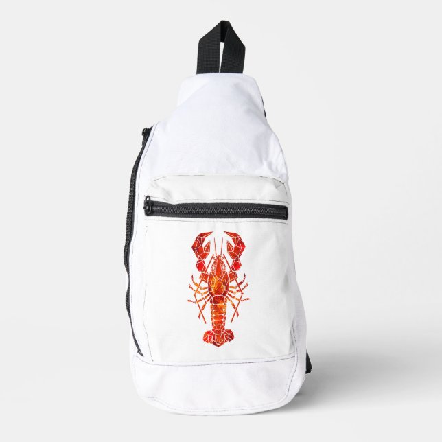 Red polygonal lobster sling bag (Front)
