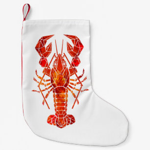 Red polygonal lobster small christmas stocking