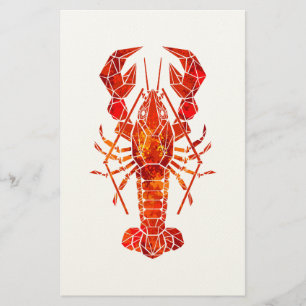 Red polygonal lobster stationery