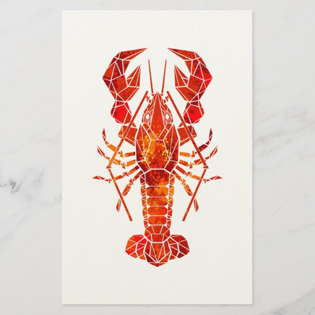 Red polygonal lobster stationery (Front)