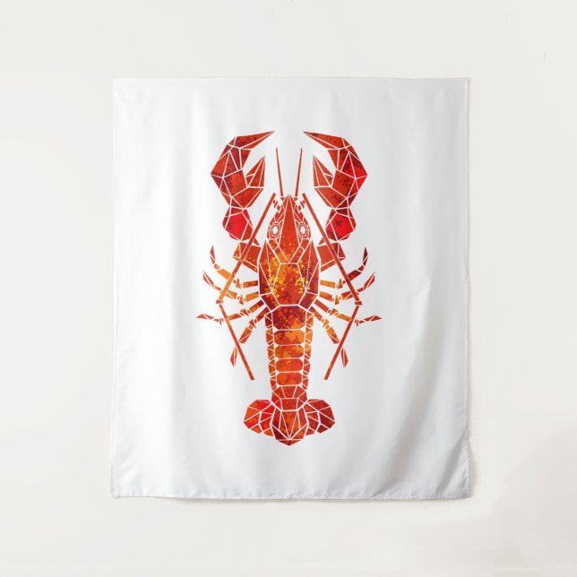 Red polygonal lobster tapestry (Front)