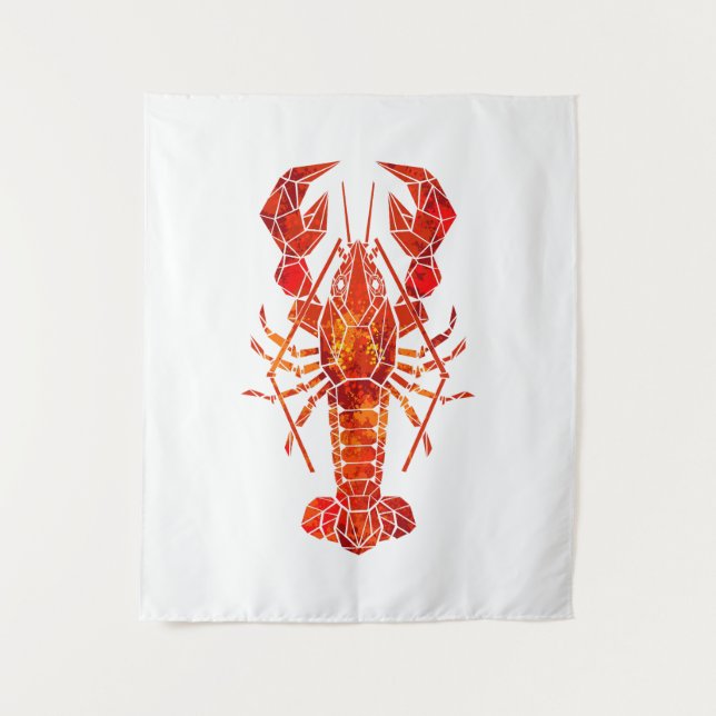 Red polygonal lobster tapestry (Front)