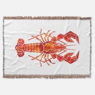 Red polygonal lobster throw blanket