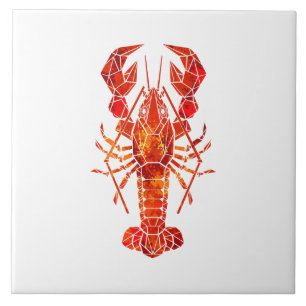 Red polygonal lobster tile