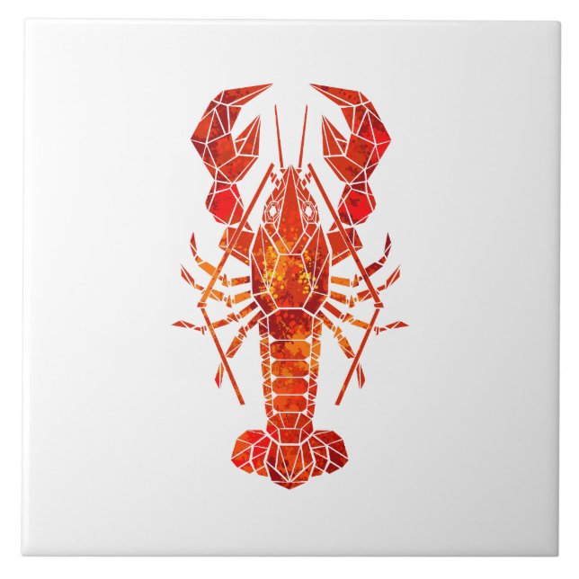 Red polygonal lobster tile (Front)