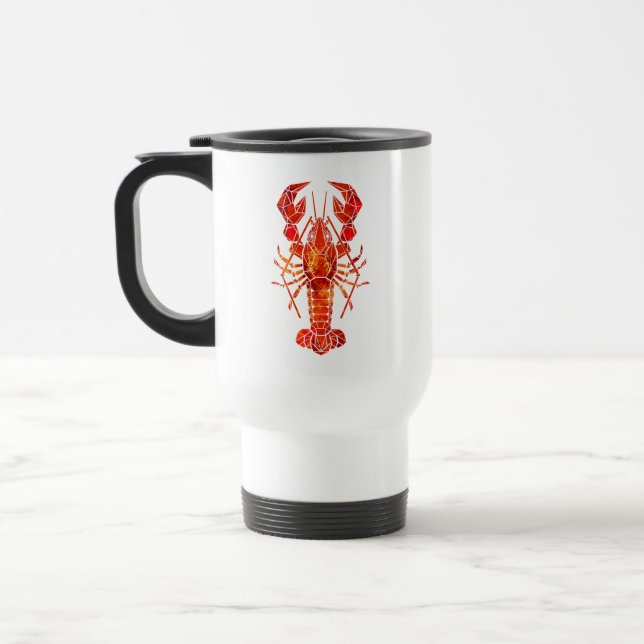 Red polygonal lobster travel mug (Left)