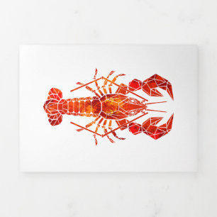 Red polygonal lobster Tri-Fold invitation