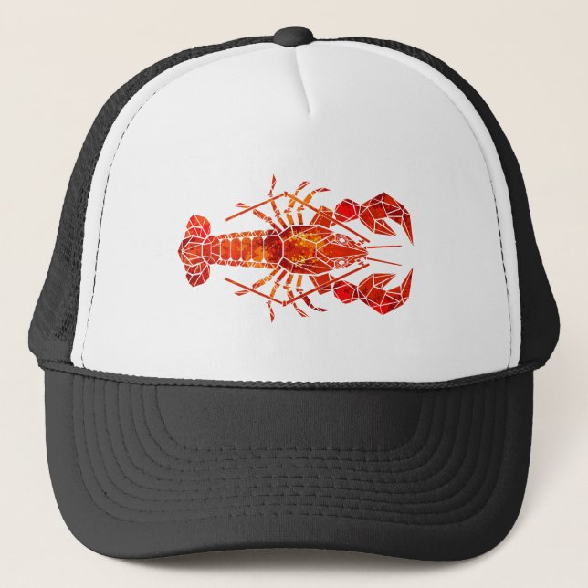 Red polygonal lobster trucker hat (Front)