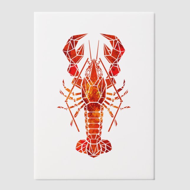 Red polygonal lobster vellum invitations (Front)