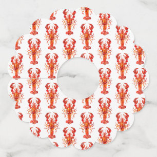 Red polygonal lobster wine glass tag