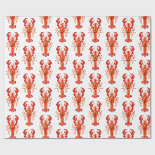 Red polygonal lobster wrapping paper