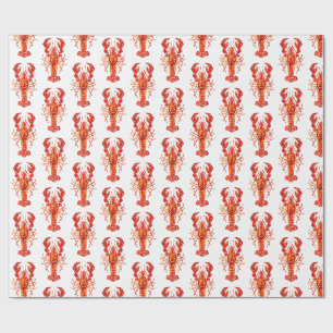 Red polygonal lobster wrapping paper